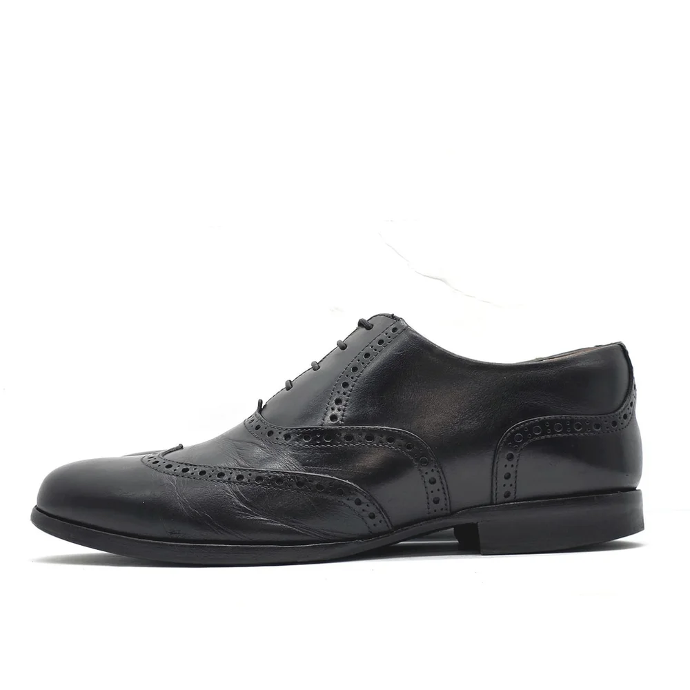 Wolf & Shepherd Senna Wingtip Oxford Shoes Men 8 Black Italian Leather